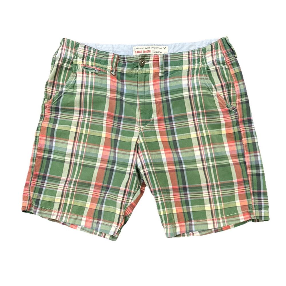 Y2K American Eagle Plaid Shorts Classic Length Men's 36 Skater Preppy